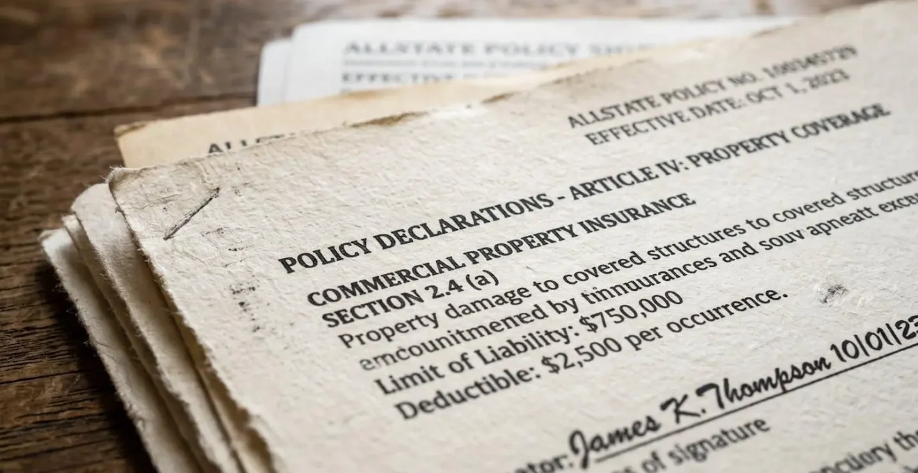 Vue macro de documents d'assurance avec focus sur les détails texturés du papier