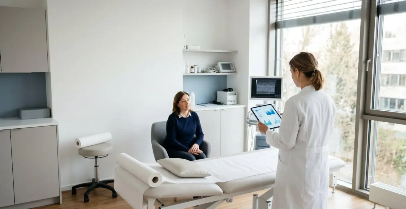 Examen médical approfondi dans un environnement professionnel neutre