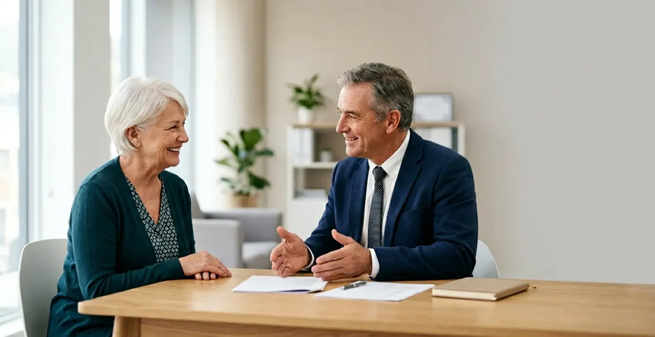 Professionnel courtier assistant client avec démarches administratives simplifiées