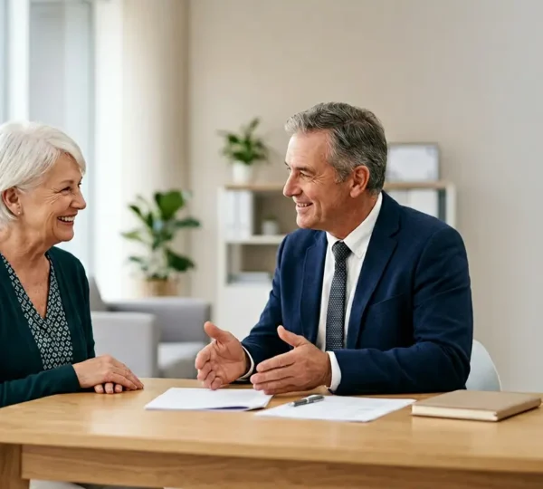 Professionnel courtier assistant client avec démarches administratives simplifiées