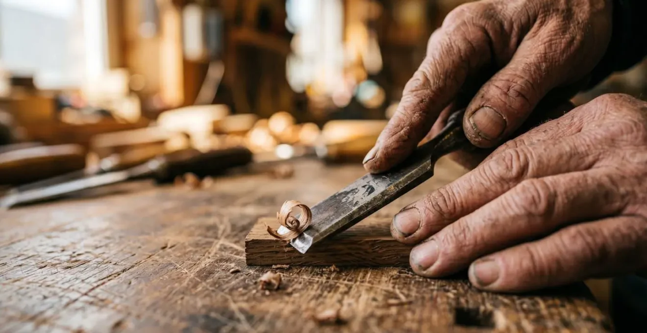 Gros plan sur les mains d'un artisan au travail illustrant les risques physiques des métiers manuels