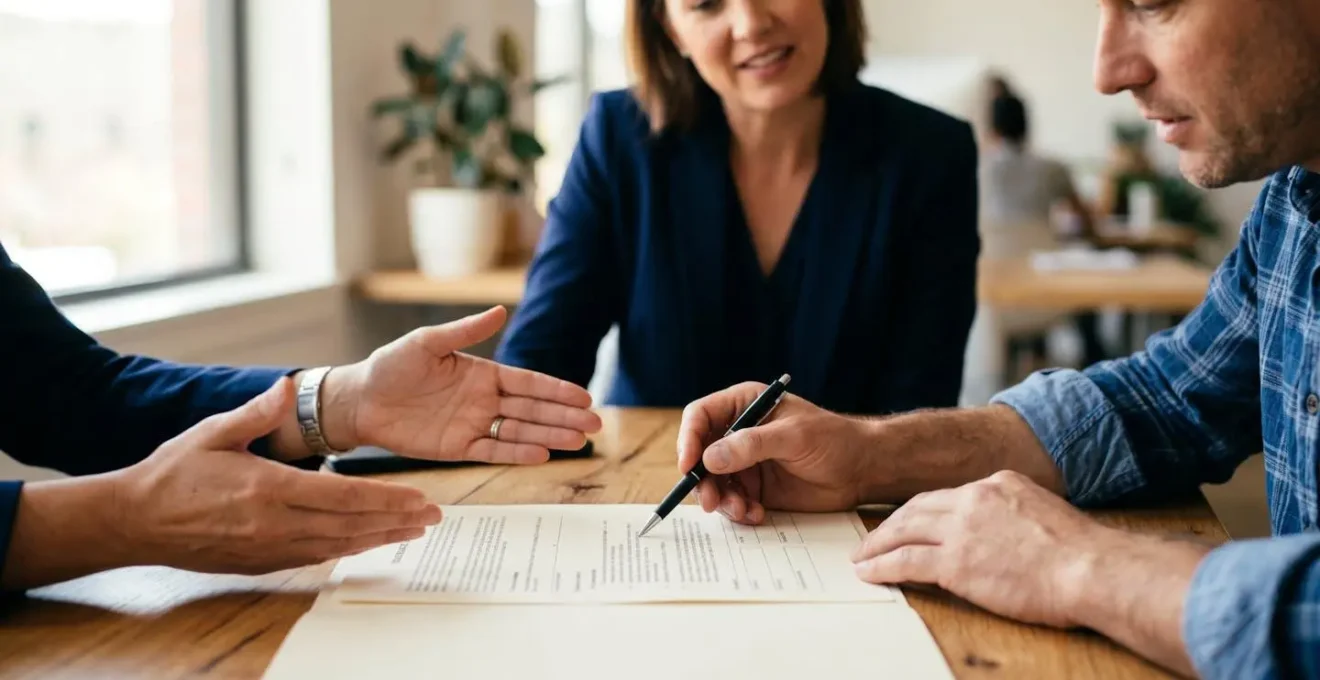 Scène de négociation avec conseiller d'assurance illustrant la stratégie pour éviter les délais de carence