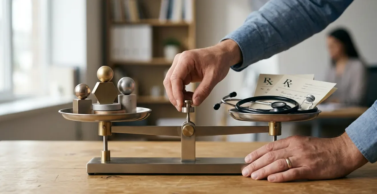 Concept symbolique d'optimisation financière d'un contrat santé avec contraste entre économies et protection