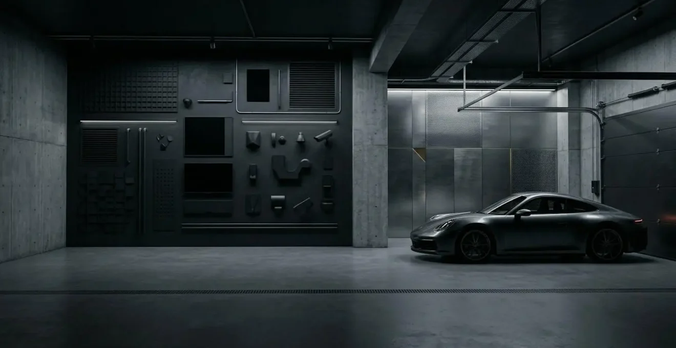 Supercar protégée dans un garage sécurisé avec dispositifs antivol