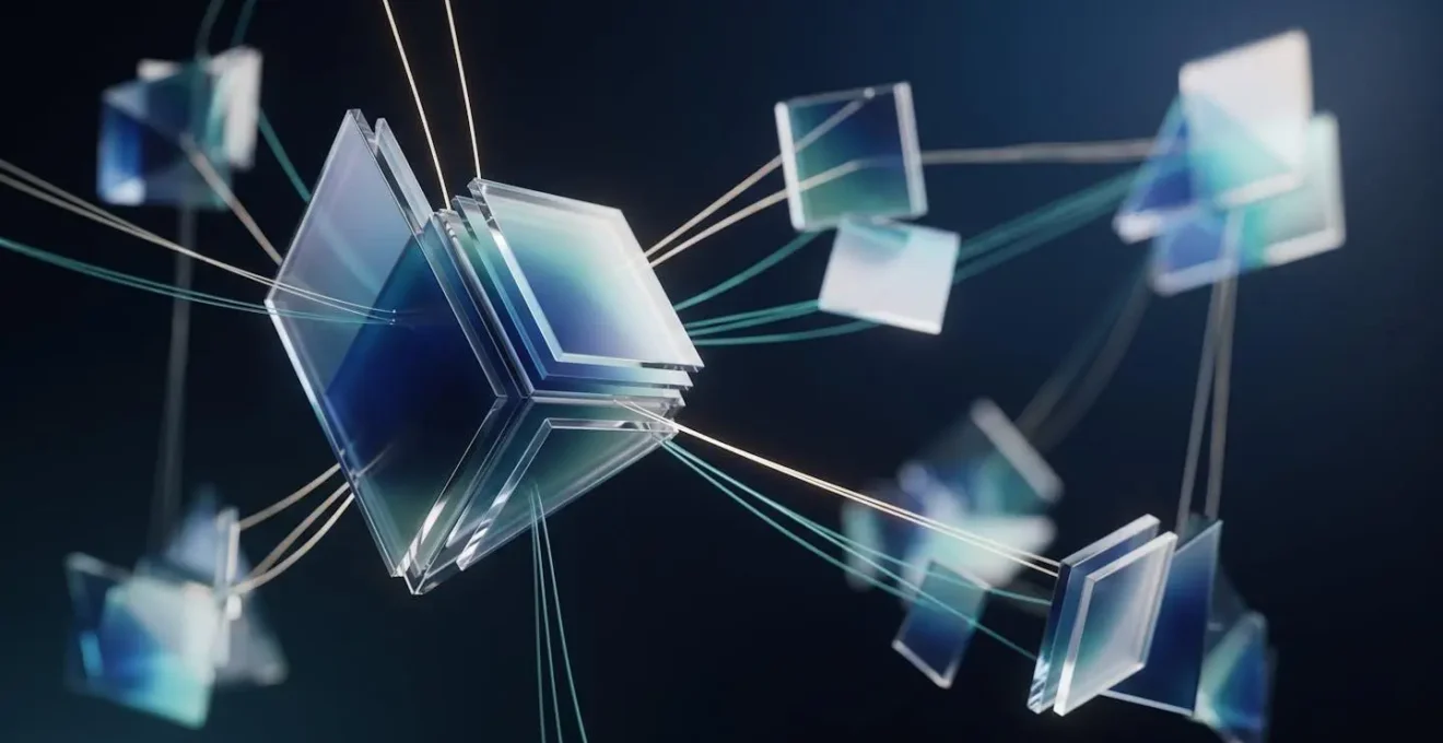 Représentation abstraite d'un réseau de connexions numériques symbolisant l'infrastructure technique des plateformes de tiers payant
