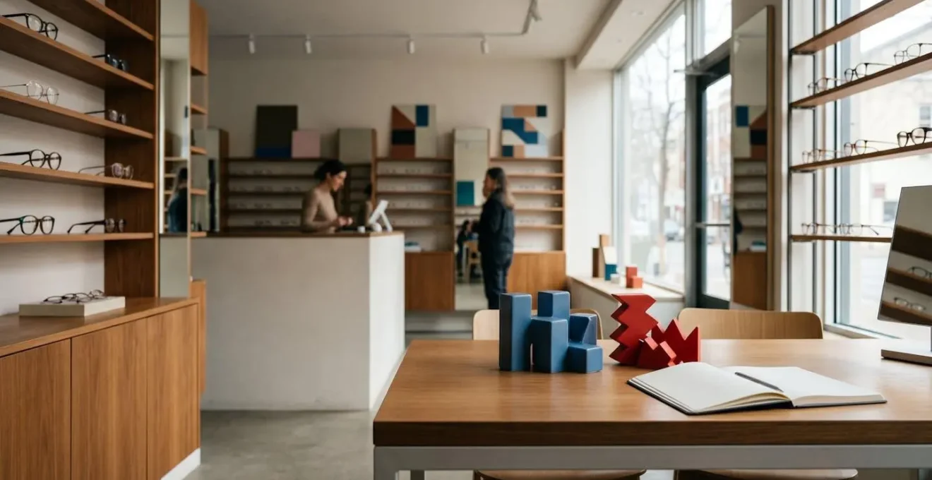 Scène évoquant la pression économique sur un commerce de proximité avec des éléments symbolisant le conflit entre qualité et contraintes tarifaires