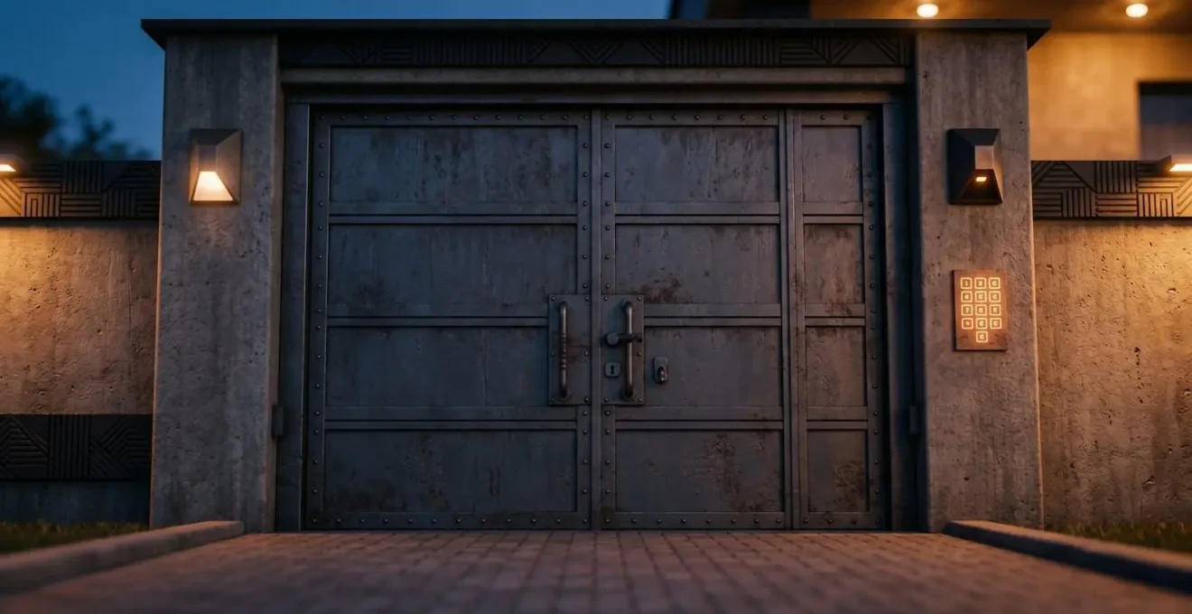 Garage fermé moderne avec système de sécurité pour véhicule de prestige