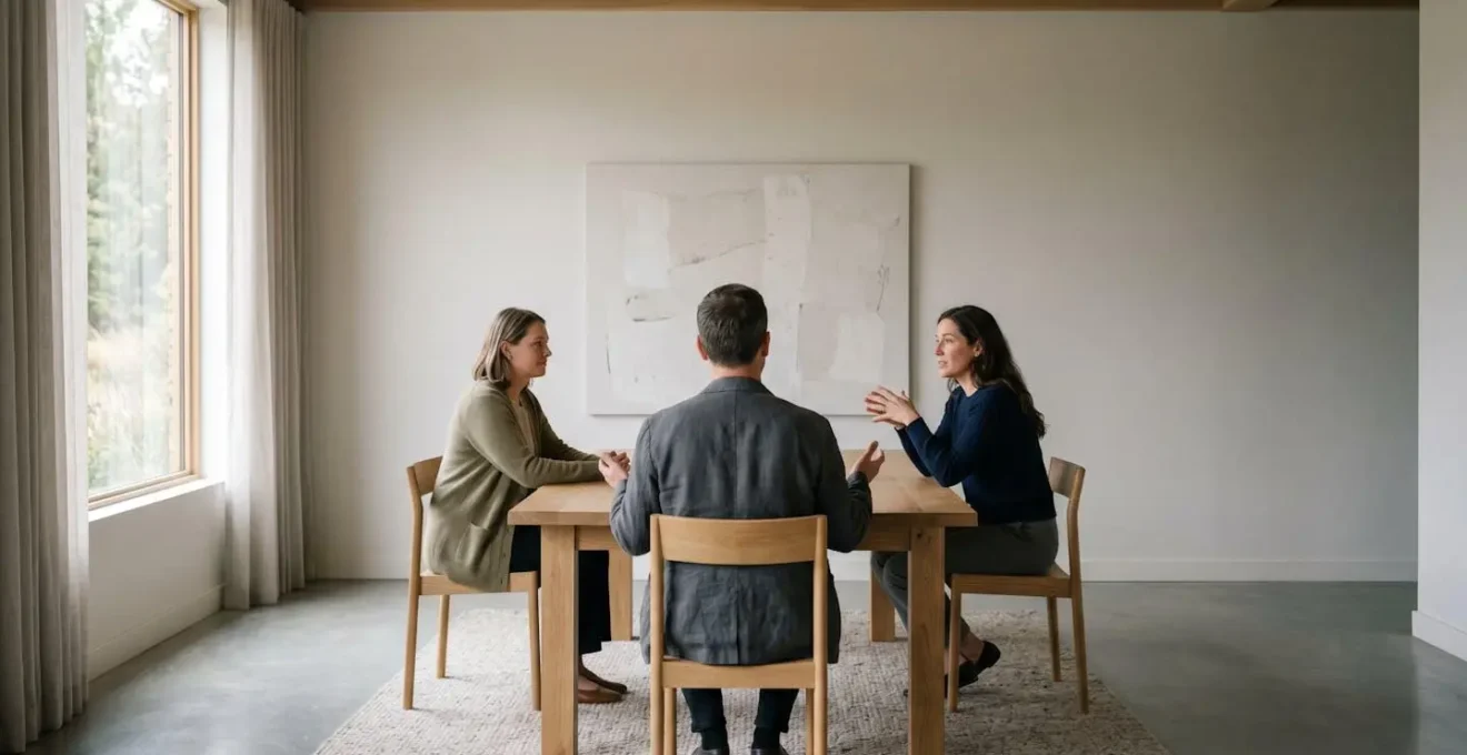 Atmosphère de médiation professionnelle pour résolution de conflit de voisinage